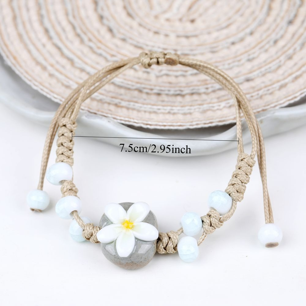 3pcs Set of Fresh Hand-Pinched Flower Ceramic Bracelets